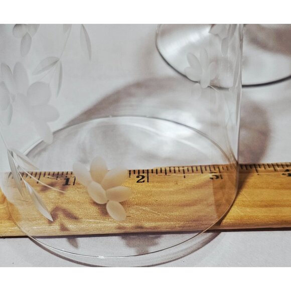 2 Colony Crystal Monet Water Glasses 7.5" etched floral blown glass flowers vtg - Picture 6 of 7